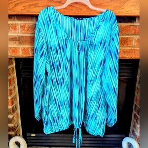 Daisy Fuentes Blue Striped Women's Blouse Plus Size 3X